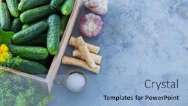  Presentation with cucumbers - Beautiful slides featuring cucumbers-with-horseradish-dill backdrop and a light blue colored foreground