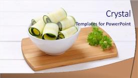  Presentation with rustic wood wooden frame - Beautiful PPT layouts featuring cucurbita - bowl of raw zucchini strips backdrop and a sky blue colored foreground