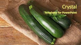  Presentation with wooden - Slides consisting of cucurbita - fresh zucchini with basil background and a tawny brown colored foreground