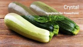  Presentation with wooden - Audience pleasing slide set consisting of cucurbita - fresh zucchini with squash backdrop and a coral colored foreground