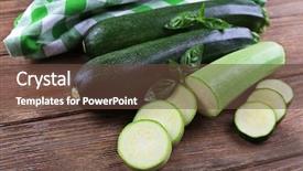  Presentation with wooden - Slides with cucurbita - fresh zucchini with squash background and a tawny brown colored foreground