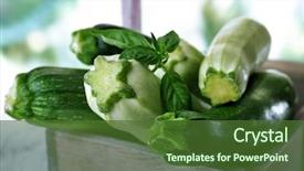  Presentation with sliced fresh papaya on wooden - PPT layouts featuring cucurbita - fresh zucchini with squash background and a tawny brown colored foreground
