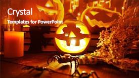  Presentation with candles - Theme enhanced with cucurbita - halloween composition of pumpkins background and a crimson colored foreground