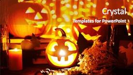  Presentation with lanterns - Amazing slides having cucurbita - jack-o-lanterns and other halloween objects backdrop and a crimson colored foreground