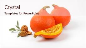  Presentation with sage - Beautiful slides featuring cucurbita - orange pumpkins with walnuts backdrop and a sky blue colored foreground