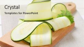  Presentation with rustic wood wooden frame - PPT layouts featuring cucurbita - pile of raw zucchini strips background and a soft green colored foreground