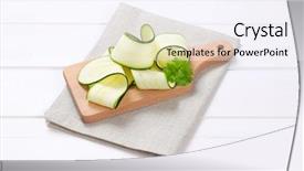  Presentation with cutting board - Beautiful theme featuring cucurbita - pile of raw zucchini strips backdrop and a  colored foreground