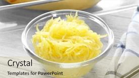  Presentation with spaghetti - Amazing slide deck having cucurbita pepo - bowl with flesh of spaghetti backdrop and a yellow colored foreground
