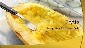  Presentation with spaghetti - Slides having cucurbita pepo - fork with flesh in spaghetti background and a  colored foreground