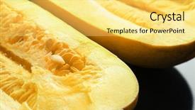 Presentation with squash sport - Slide deck having cucurbita pepo - fresh spaghetti squash close up background and a  colored foreground