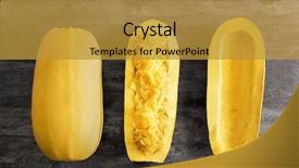  Presentation with spaghetti - Slides having cucurbita pepo - fresh spaghetti squash on wooden background and a gold colored foreground