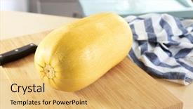  Presentation with spaghetti - Beautiful presentation featuring cucurbita pepo - fresh spaghetti squash on wooden backdrop and a yellow colored foreground