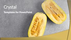  Presentation with spaghetti - Slide set enhanced with cucurbita pepo - halves of fresh spaghetti squash background and a gray colored foreground