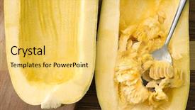  Presentation with spaghetti - Presentation with cucurbita pepo - halves of fresh spaghetti squash background and a yellow colored foreground