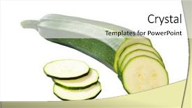  Presentation with fresh water splash green apple isolated white - Colorful slide deck enhanced with cucurbita pepo - sliced zucchini isolated on white backdrop and a white colored foreground