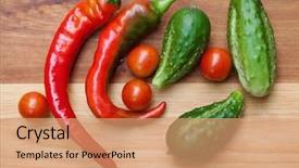  Presentation with leafy greens and produce - Colorful slide deck enhanced with october orange - autumn composition pumpkin anise star backdrop and a lemonade colored foreground