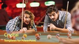  Presentation with billiard - Beautiful slides featuring cue - young friends supporting girl while backdrop and a red colored foreground