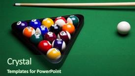  Presentation with billiard - Theme having cue balls - playing pool billiard background and a forest green colored foreground