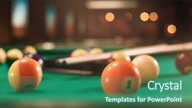  Presentation with billiard - Cool new PPT theme with cue on the pool table backdrop and a ocean colored foreground