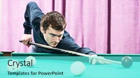  Presentation with billiard - Colorful slide set enhanced with cue playing billiard or snooker backdrop and a arctic colored foreground