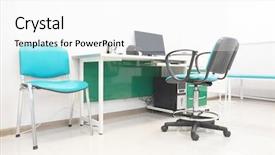  Presentation with room - Theme having stethoscope blood pressure cuff - image of an empty doctor's background and a white colored foreground