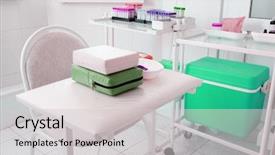  Presentation with microwave imaging image of modern - PPT theme featuring stethoscope blood pressure cuff - image of an empty doctor's background and a light gray colored foreground