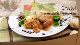  Presentation with potato - PPT theme having cuffs - potato puree pork cuff filet background and a lemonade colored foreground