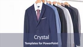  Presentation with background - Slide deck having cuffs - row of man suit shirts background and a ocean colored foreground