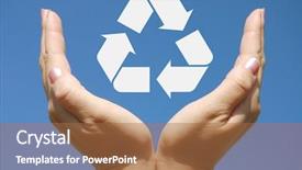  Presentation with recycling - PPT theme featuring cuidado del medio ambiente - recycling woman showing the icon background and a  colored foreground