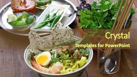  Presentation with rice - Presentation theme consisting of heathy - homemade mi quang vietnamese rice background and a tawny brown colored foreground