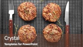  Presentation with cooling system of engine - Amazing presentation design having culinaire food - delicious burger patties on cooling backdrop and a tawny brown colored foreground