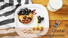  Presentation with culinary arts - PPT theme enhanced with culinary arts - creative pancakes on wooden background background and a gold colored foreground
