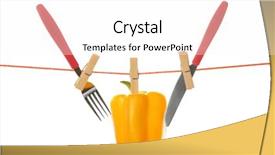  Presentation with pepper - Beautiful slides featuring culinary arts - fork knife and bell pepper backdrop and a pink colored foreground