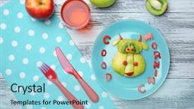  Presentation with breakfast - Slides featuring culinary arts - funny food idea for kid background and a light blue colored foreground