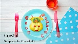  Presentation with culinary arts - Cool new presentation theme with culinary arts - funny food idea for kid backdrop and a light blue colored foreground