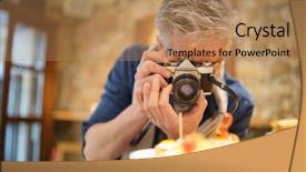  Presentation with culinary arts - Presentation theme featuring culinary arts - mature photographer taking photos background and a coral colored foreground