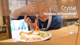 Presentation with culinary arts - Presentation theme featuring culinary arts - mature photographer taking photos background and a coral colored foreground