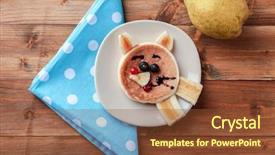  Presentation with culinary arts - Presentation design featuring culinary arts - plate with creative homemade pancake background and a tawny brown colored foreground