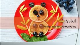  Presentation with creative production - Audience pleasing slides consisting of culinary arts - plate with creative homemade pancakes backdrop and a red colored foreground