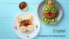  Presentation with creative - Slides featuring culinary arts - plates with creative homemade pancakes background and a arctic colored foreground