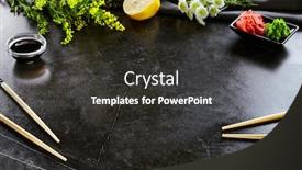  Presentation with japanese flowers - Audience pleasing PPT layouts consisting of culinary-background-with-chopsticks backdrop and a dark gray colored foreground