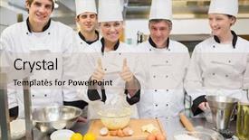  Presentation with best in class - Audience pleasing slides consisting of culinary class with pastry teacher backdrop and a mint green colored foreground