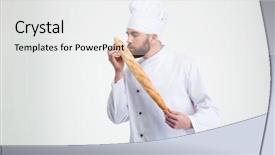  Presentation with cook chef - Audience pleasing slides consisting of culinary experience - portrait of a handsome male backdrop and a white colored foreground