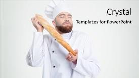  Presentation with cook chef - PPT layouts consisting of culinary experience - portrait of male chef cook background and a white colored foreground