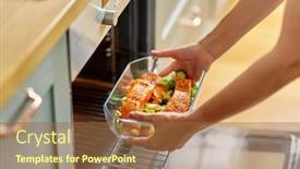  Presentation with fish people - Slides having culinary-food-and-people-concept background and a tawny brown colored foreground