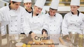  Presentation with pastry chef - Slides consisting of culinary teaching - pastry chef showing students how background and a coral colored foreground