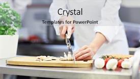  Presentation with busy work - PPT theme consisting of culinary teaching - picture showing busy chef background and a  colored foreground
