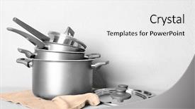  Presentation with prepared salads - PPT theme enhanced with culinary teaching - set of pots prepared background and a white colored foreground