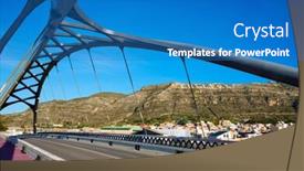  Presentation with bridge - Cool new PPT theme with cullera-bridge-over-xuquer-jucar backdrop and a teal colored foreground