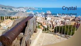  Presentation with castle - Amazing presentation design having cullera cannon in the castle backdrop and a  colored foreground